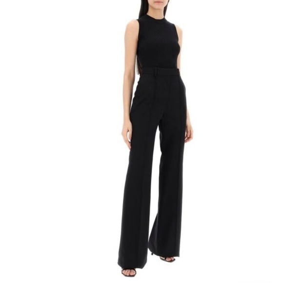 Sportmax Womens Wide Leg Straight Pants Black Color Size 14 High Waisted - Picture 1 of 10